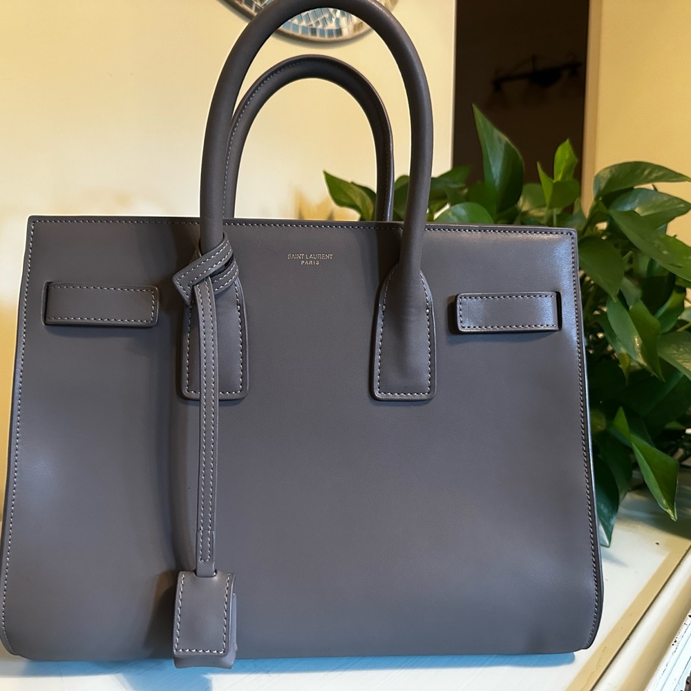 Saint Laurent Gray Leather Handbag